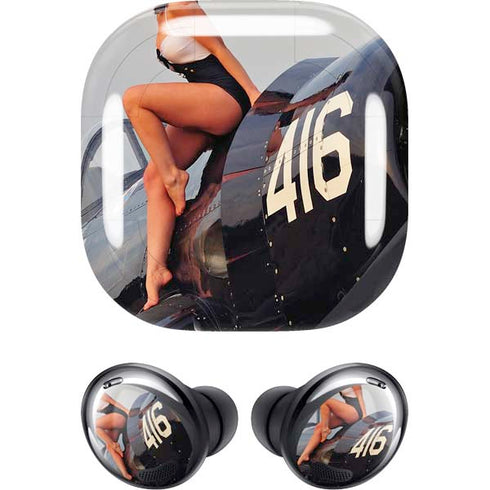 1940s Navy Pin-Up Girl On Corsair Fighter Plane Galaxy Buds Pro Skin